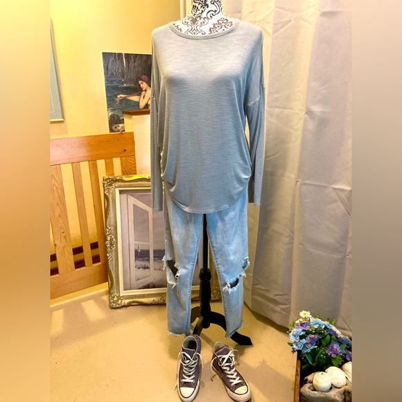 OLD NAVY ~ Luxe Tunic ~ (Small) Silver Sage Heather ~ Long Sleeve T-Shirt - Picture 3 of 9